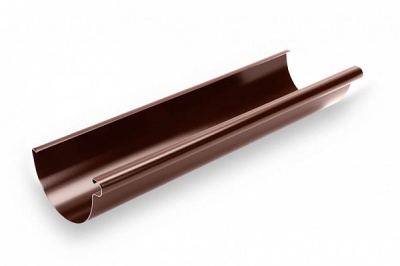 Детальное фото желоб водосточный 120мм (3 м.) stal, 124(120)/90 мм, цвет темно-коричневый, galeco